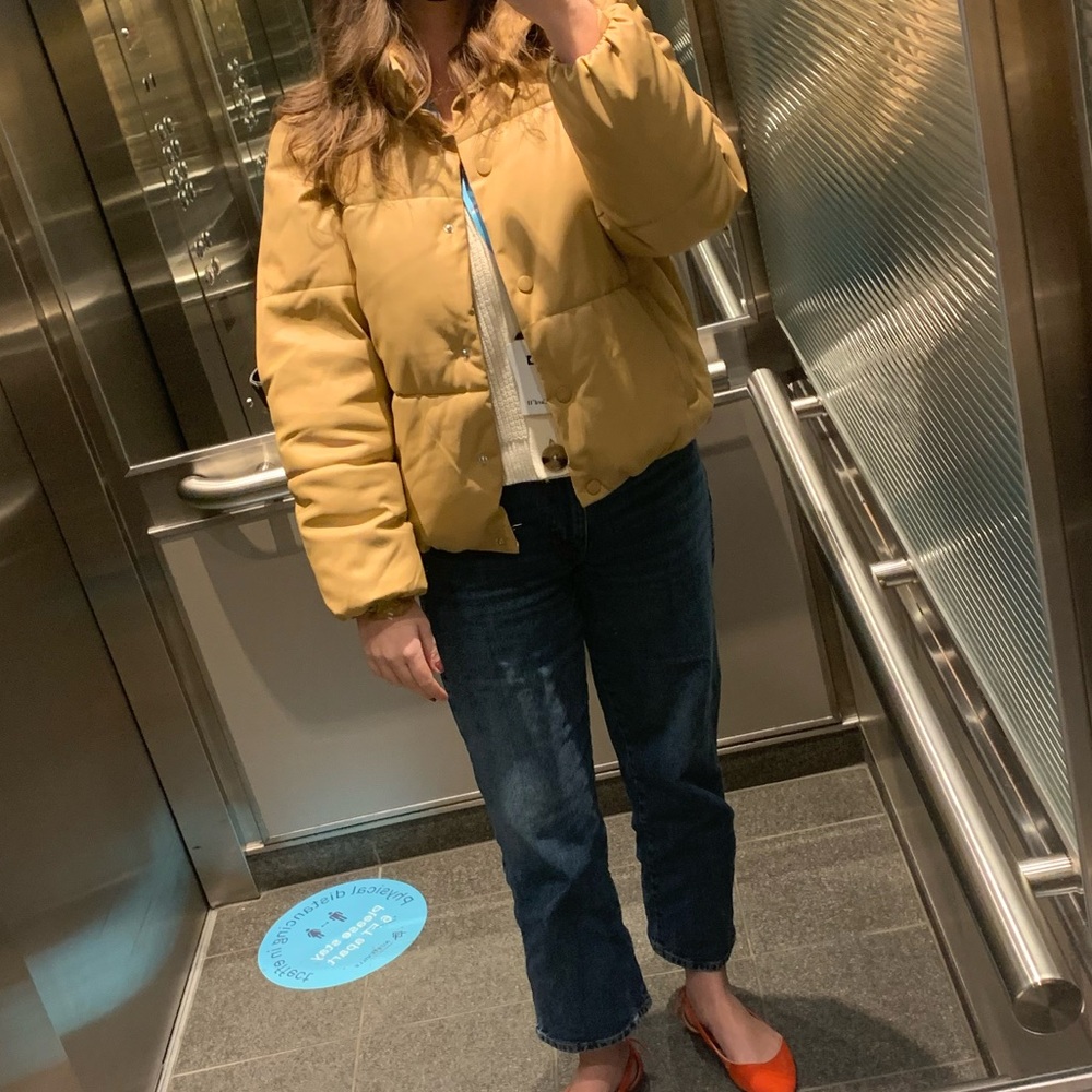 Vegan leather puffer coat